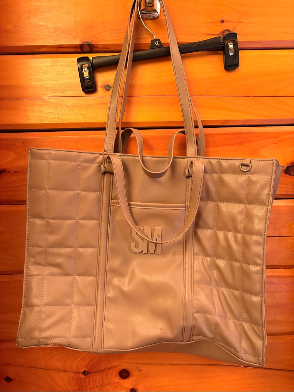 Steve Madden Quilted Tote in Light Brown